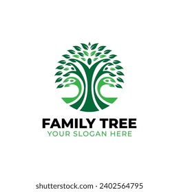Family Tree Logo With Human and Tree Designed in Minimalist Style
