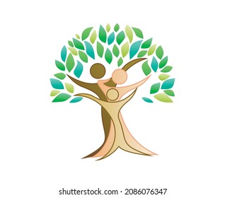 Family tree logo template. Health care family member.