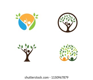 family tree logo template vector illustration