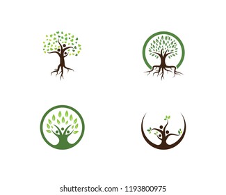 family tree logo template vector illustration