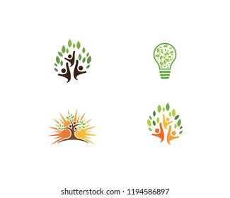 family tree logo template vector illustration
