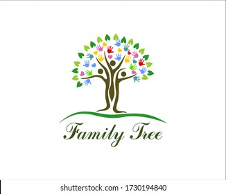 Family tree logo template, vector isolated on white. editable logo with human tree concept.
