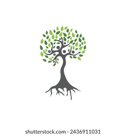 plantilla de logotipo de árbol de familia ilustración vectorial