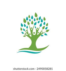family tree logo template vector illustration