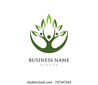 family tree logo template vector illustration