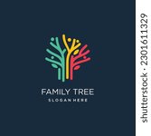 Family tree logo vector design with modern style
