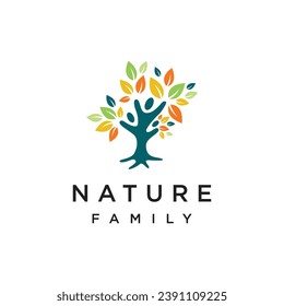 Vector de logotipo de árbol familiar con idea de diseño de concepto moderno