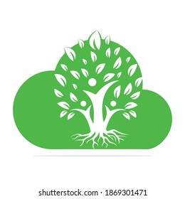Family Tree And Roots Cloud Shape Logo Design. Family Tree Symbol Icon Logo Design	