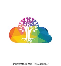 Family Tree And Roots Cloud Shape Logo Design. Family Tree Symbol Icon Logo Design	