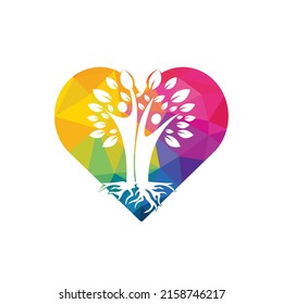 Family Tree And Roots Heart Shape Logo Design. Family Tree Symbol Icon Logo Design	