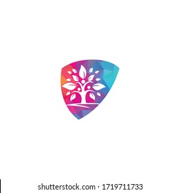 Family Tree shield shape concept Logo Design. Family Tree Symbol Icon Logo Design.