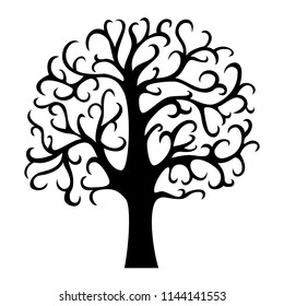 Family tree silhouette. Life tree. Vector illustration isolated on white background