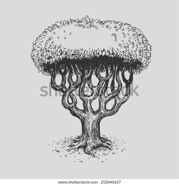 Family Tree Sketch Hand Drawn Style Stock Vector Royalty