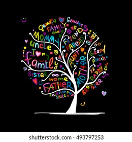 Family tree sketch for your design, vector illustration