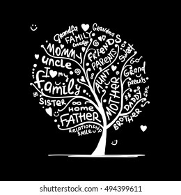 Family Tree Sketch Your Design Stock Vector (Royalty Free) 494399611 ...