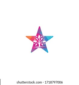 Family Tree star shape concept Logo Design. Family Tree Symbol Icon Logo Design.