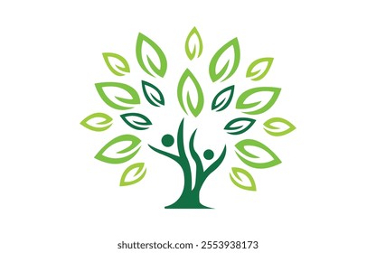 Family tree symbol icon logo design Green tree, peace and unity logo vector design illustration