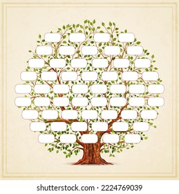 Plantilla de árbol de familia. Genealogía, pedigrí. Estilo vintage para el diseño retro. Ilustración del vector