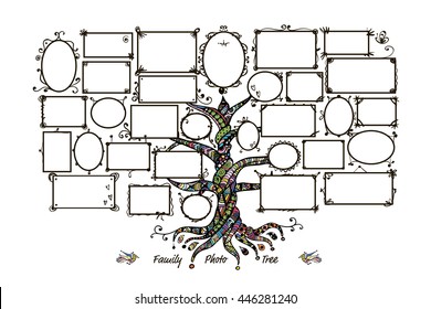 Family tree template with picture frames