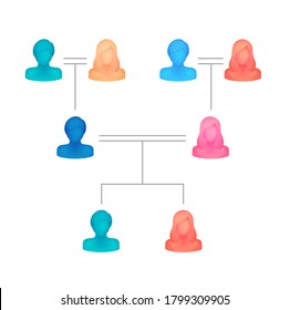Family tree vector illustration ( faceless silhouette person / 3 generations )	