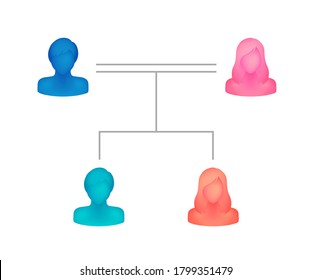 Family tree vector illustration ( faceless silhouette person / nuclear family )	