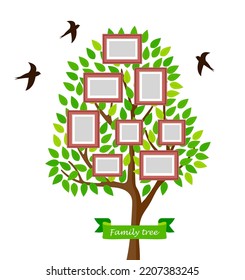 Family tree vector illustration. With frames for portraits of family members.