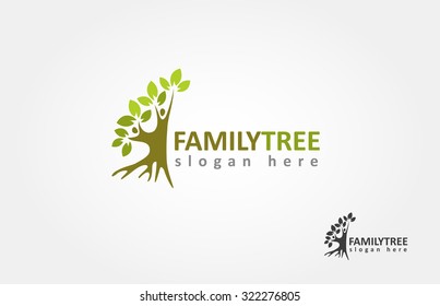 Family Tree Vector Logo Illustration. This is a half tree, that symbolize a togetherness, growth, and happiness.