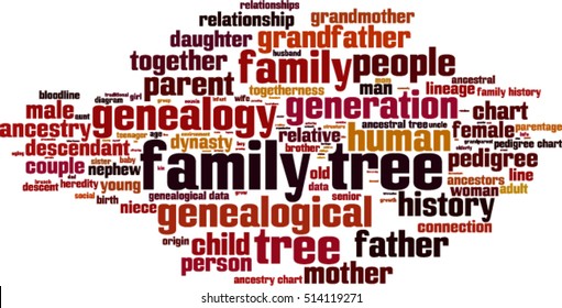 Family tree word cloud concept. Vector illustration