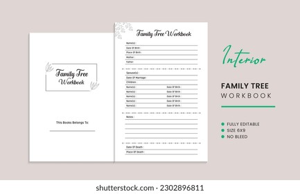 Family Tree Workbook Kdp Interior Template