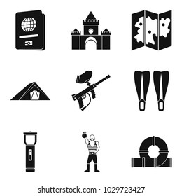 Family trip icons set. Simple set of 9 family trip vector icons for web isolated on white background