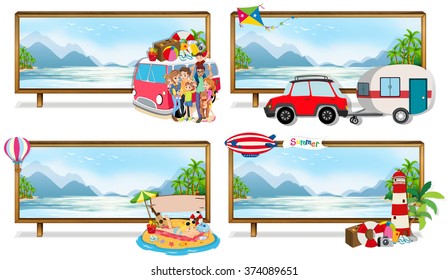Family trip on the beach illustration