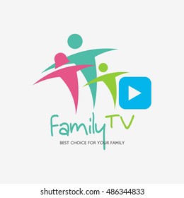 Family Tv Logo Template. Vector Illustration