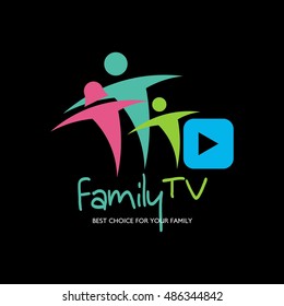 Family Tv Logo Template. Vector Illustration