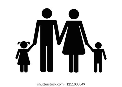 Family Two Children Pictogram Vector Illustration Stock Vector (Royalty ...