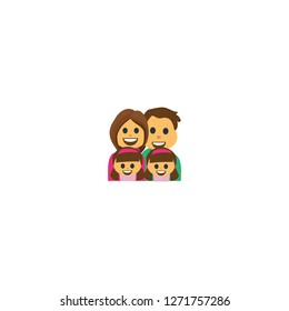 Family with two daughters. Vector isolated flat icon