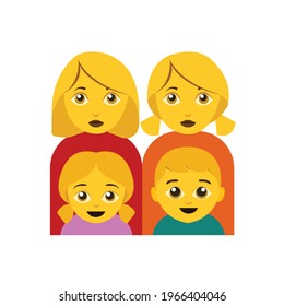 Family with two moms and a girl and a boy vector emoji