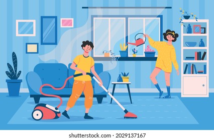 264 2 girls cleaning Stock Illustrations, Images & Vectors | Shutterstock