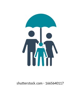 family with umbrella silhouette style icon design, Insurance health care security protection life accident and guard theme Vector illustration