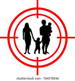 Family Under Aim. Happiness Target