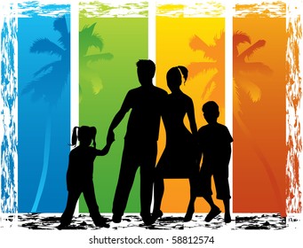 Family under the palm