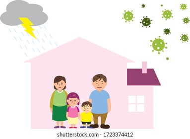 Family under protection on vector file format. Easy color editing.