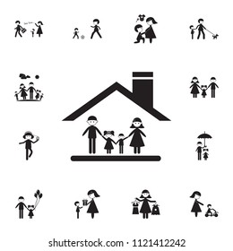 Family Under The Roof Of The House Icon. Detailed Set Of Family Icons. Premium Quality Graphic Design Sign. One Of The Collection Icons For Websites, Web Design, Mobile App On White Background