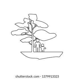 family under a tree icon. Element of Garden for mobile concept and web apps icon. Outline, thin line icon for website design and development, app development