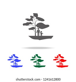 family under a tree icon. Elements of garden in multi colored icons. Premium quality graphic design icon. Simple icon for websites, web design, mobile app, info graphics