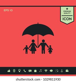 Family under umbrella - Family protect icon