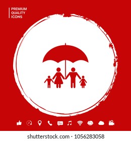 Family under umbrella - Family protect icon