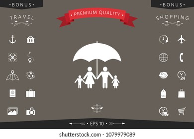 Family under umbrella - Family protect icon