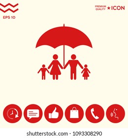 Family under umbrella - Family protect icon