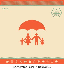 Family under umbrella - Family protect icon