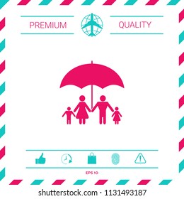 Family under umbrella - Family protect icon